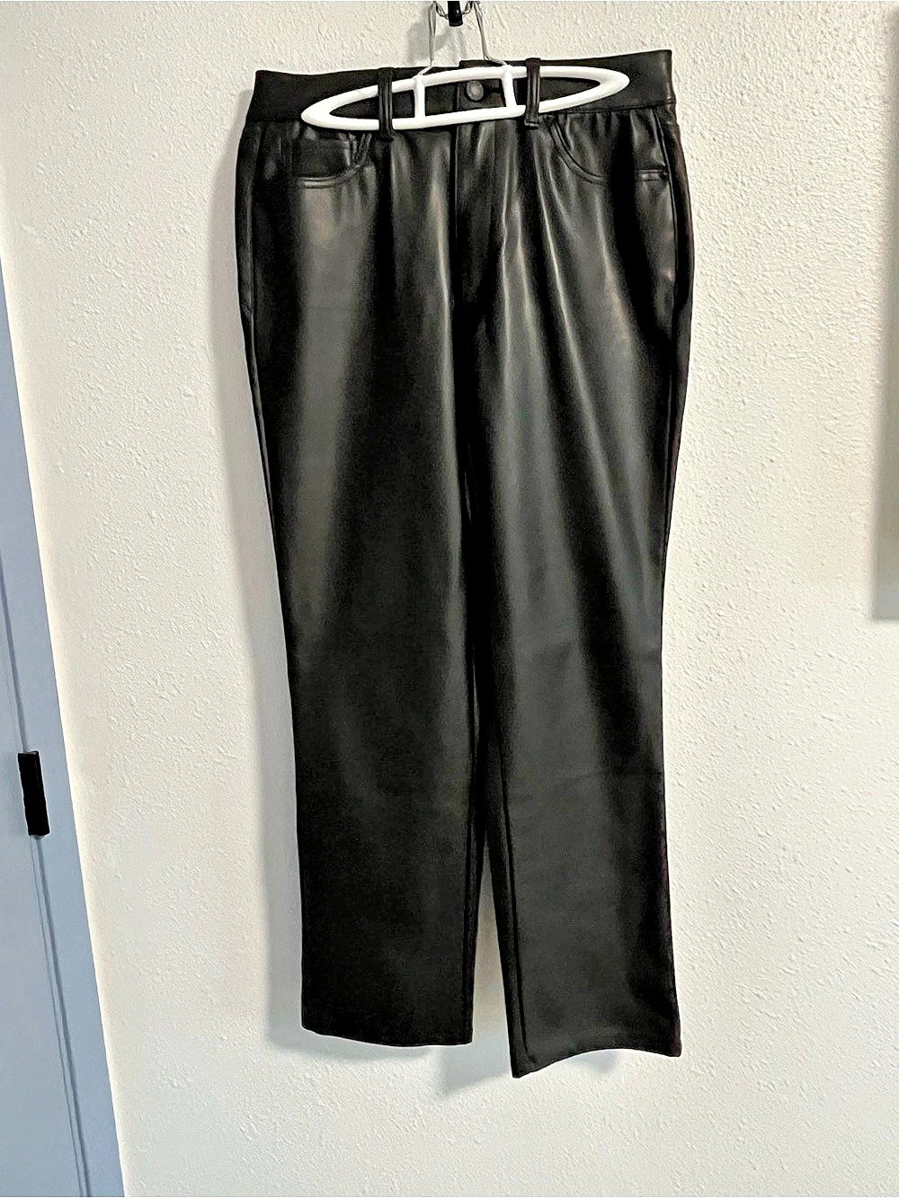 Time and Tru Women's Faux Leather Straight Leg Pants Black Size 8